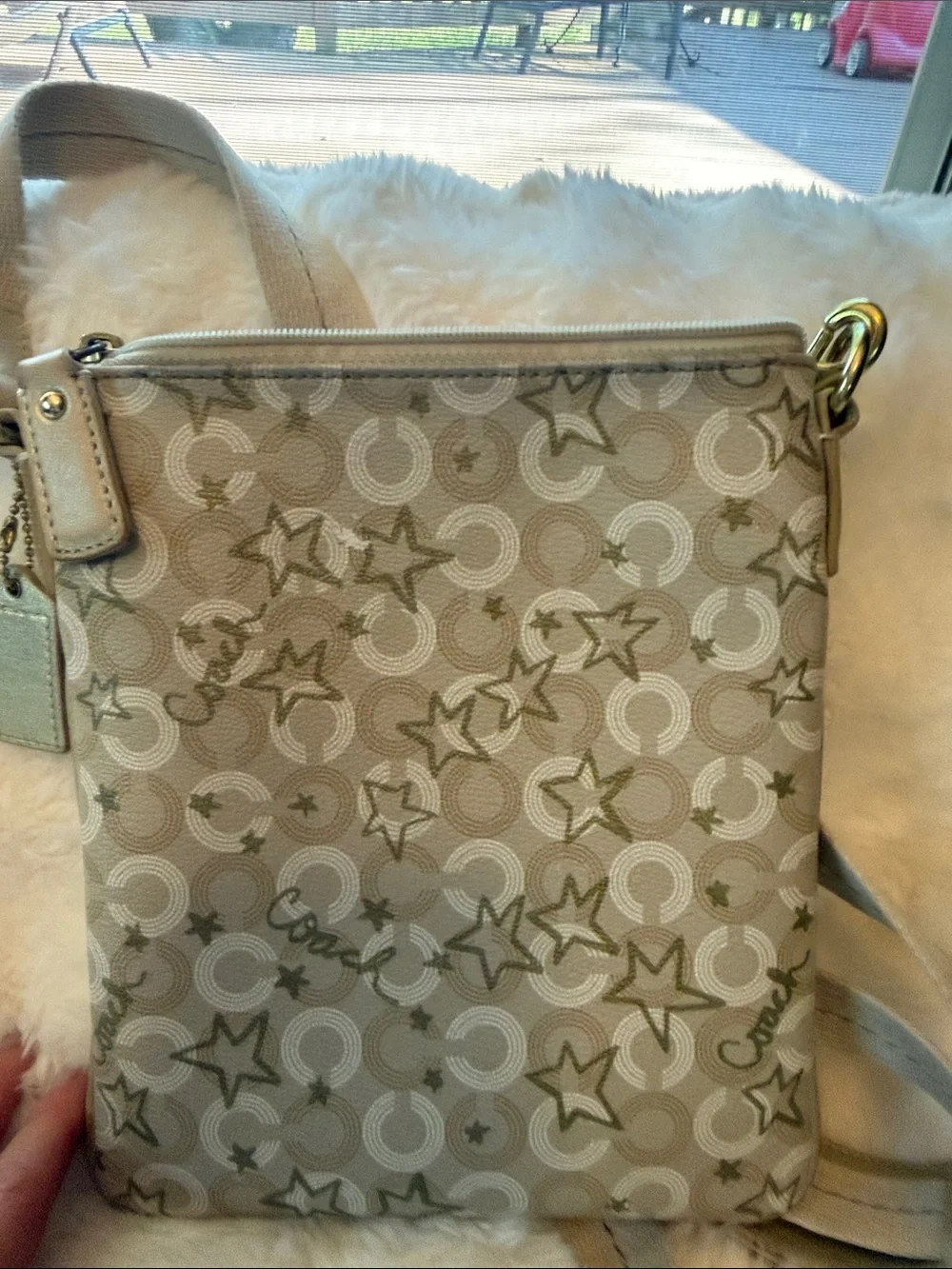 Coach Beige Star & Signature Crossbody Satchel Waverly snow queen satchel